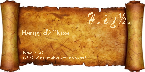 Hang Ákos névjegykártya